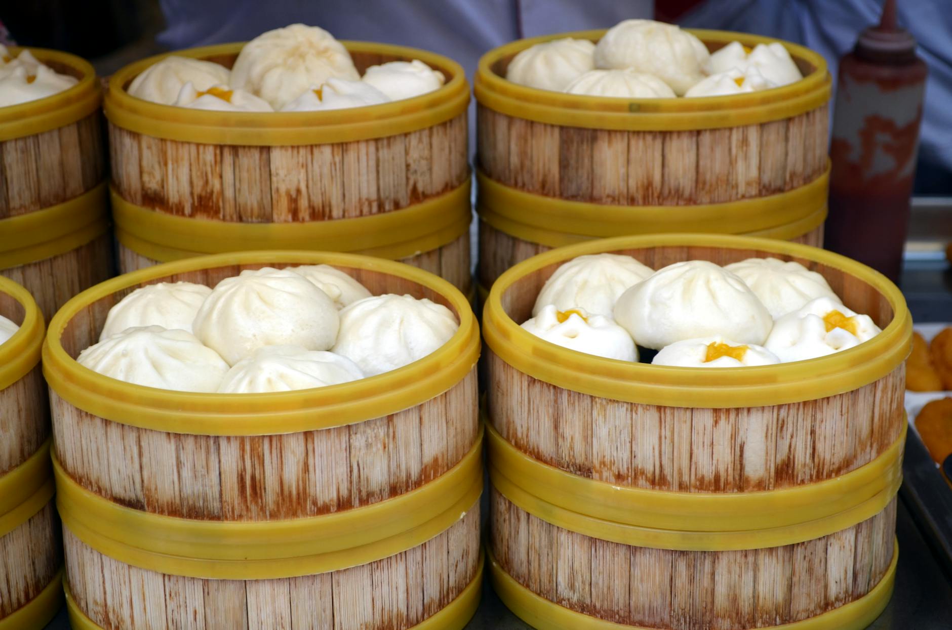 Chinese steamed buns baozi served as traditional Beijing breakfast