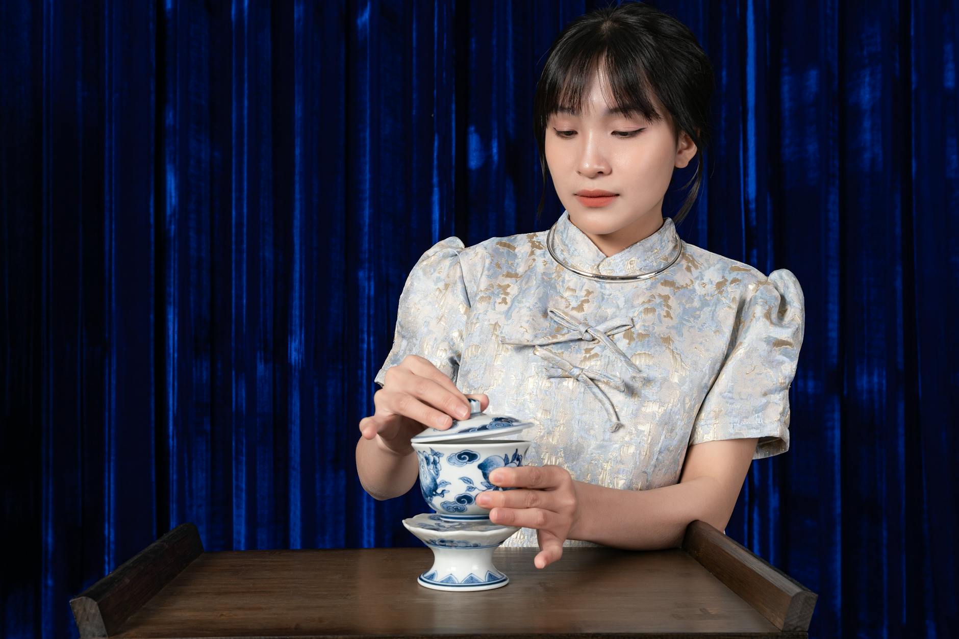 Chinese blue and white porcelain ceramics traditional Beijing craft