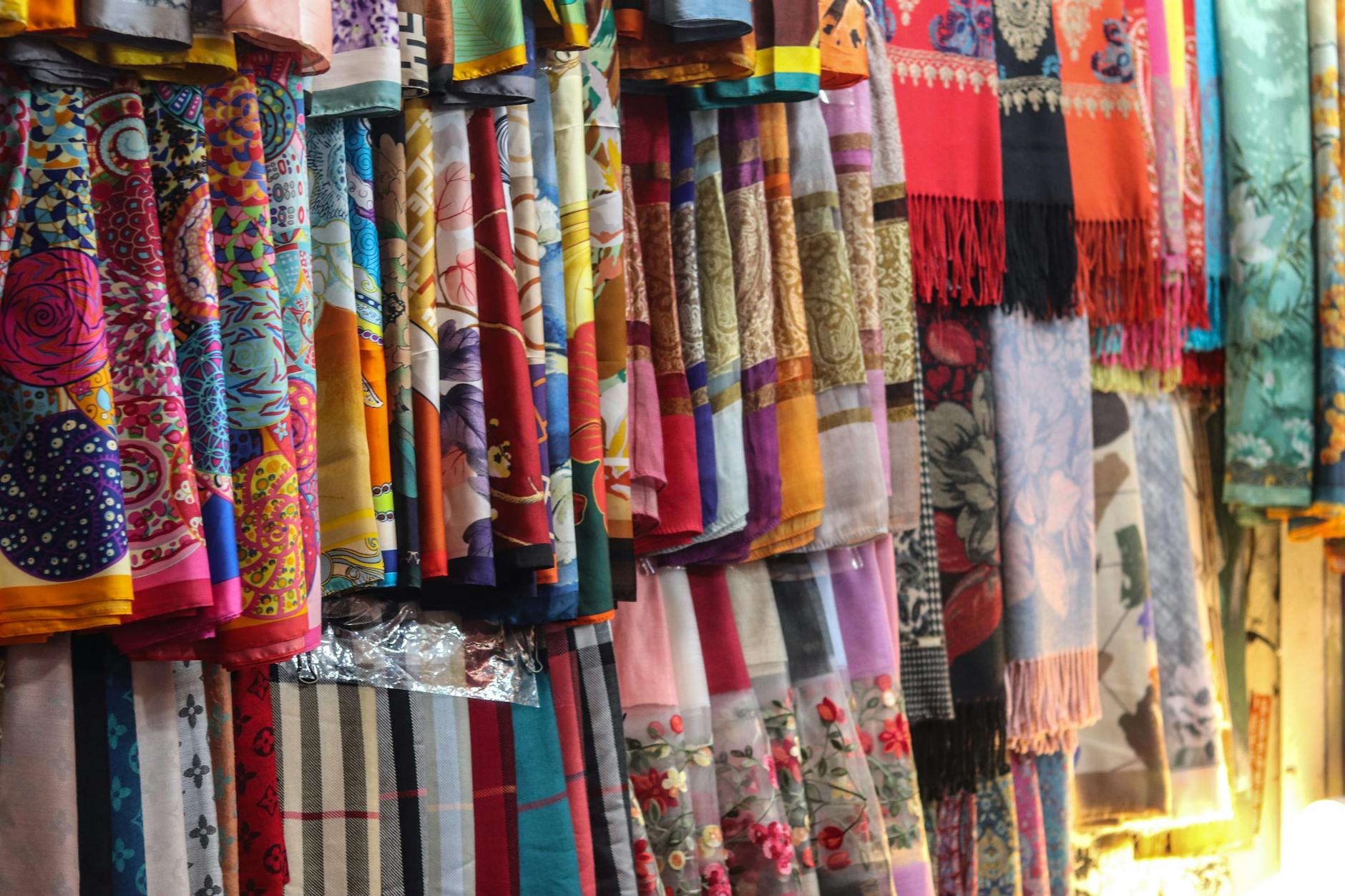 Colorful Chinese silk fabric at Beijing Silk Market
