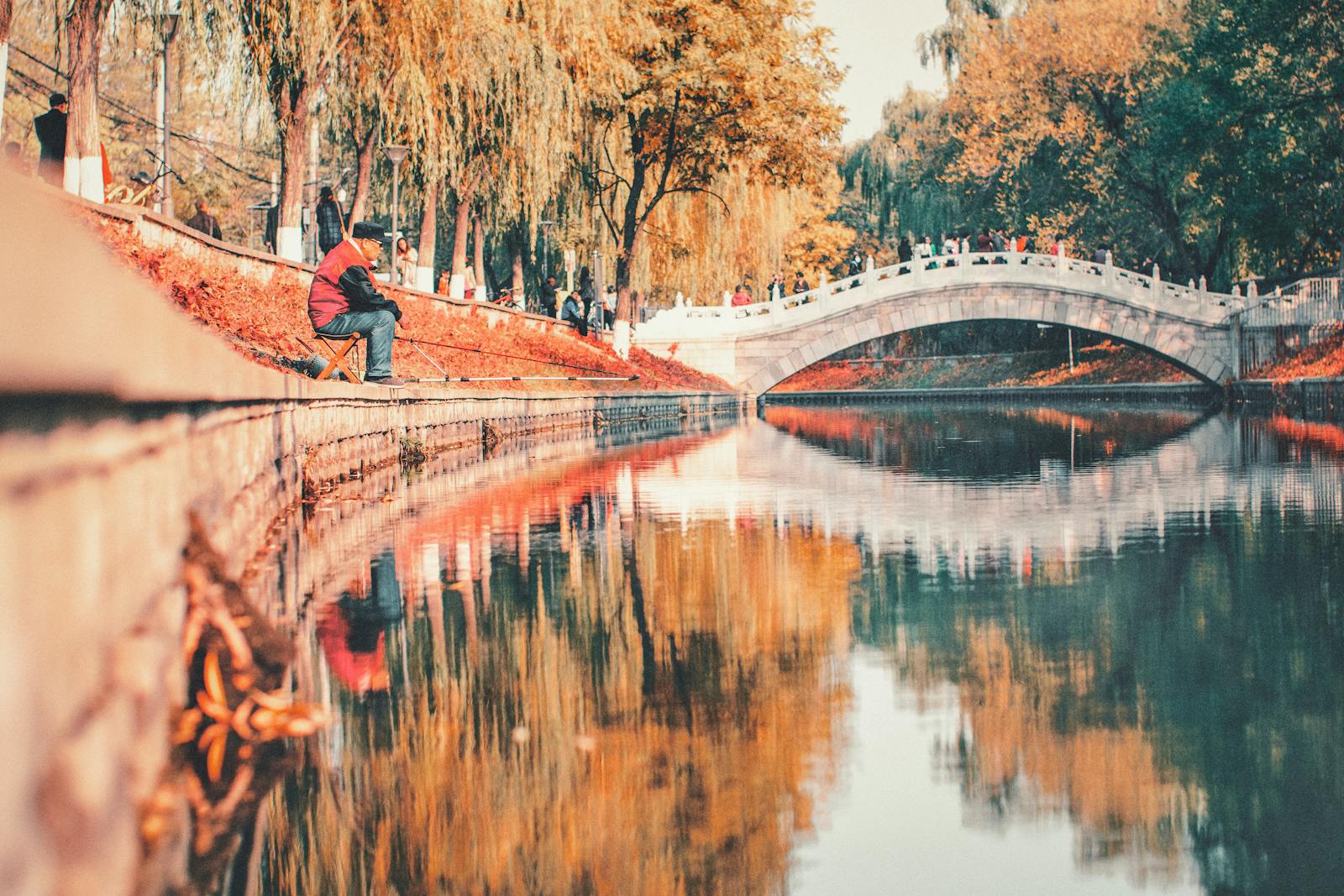 Beijing four seasons illustrated by autumn park scene