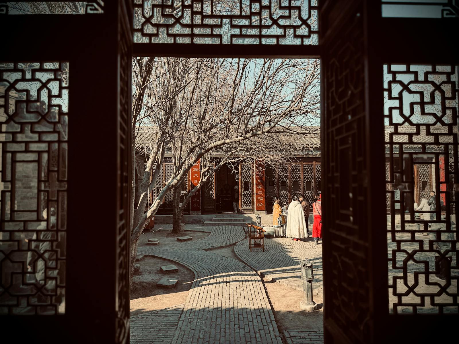 Beijing hutong courtyard interior wooden gate