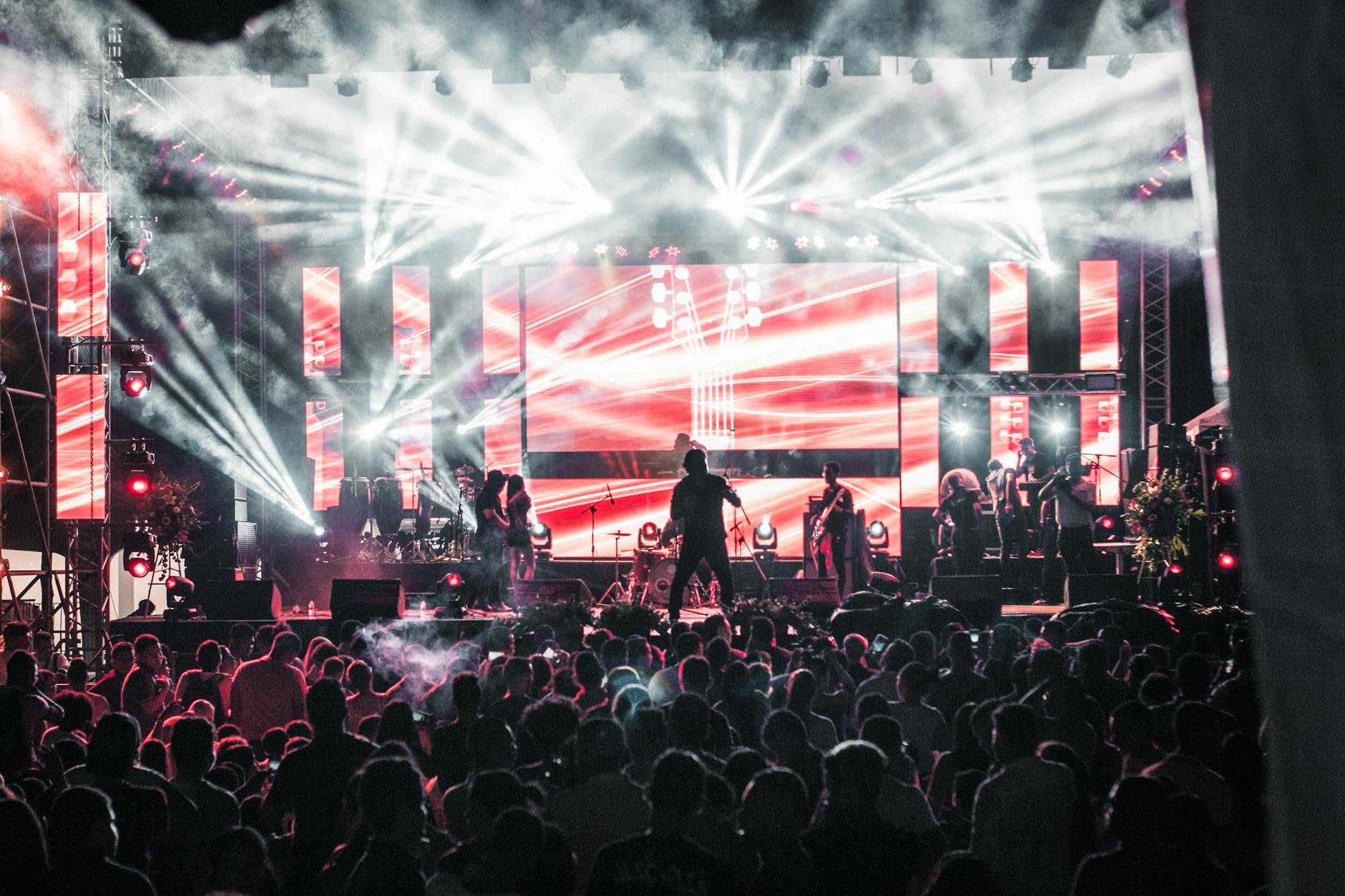 Energetic live music performance on a stage