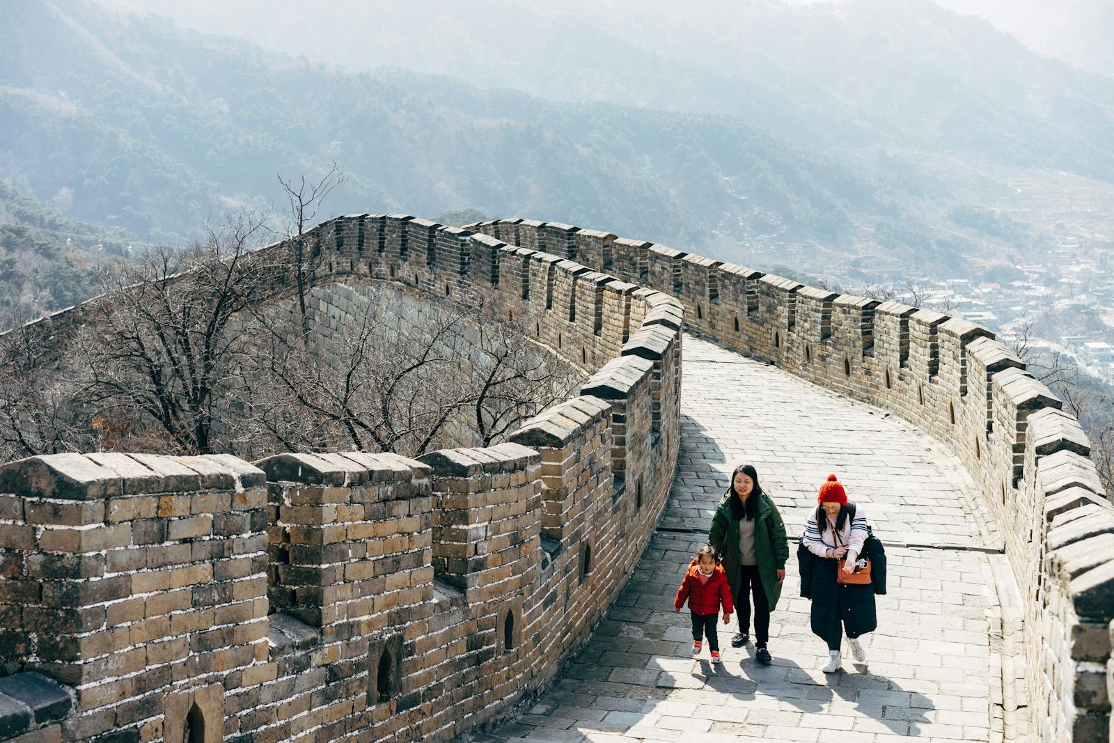 Family walking the Great Wall of China Beijing