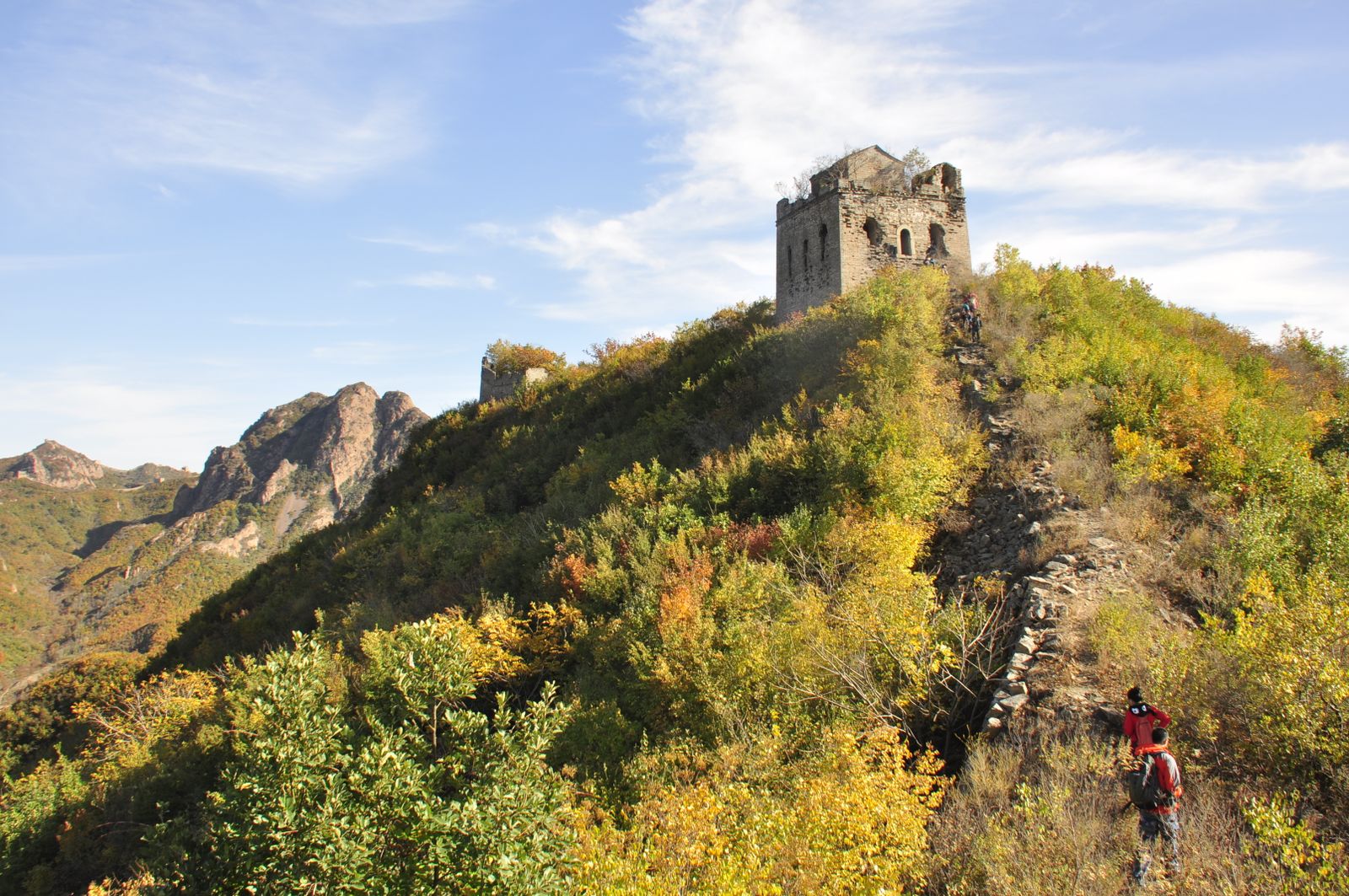 Gubeikou wild unrestored Great Wall sections overgrown with vegetation near Beijing