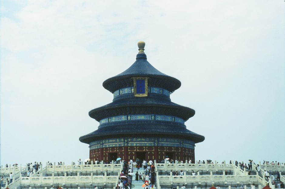 Temple of Heaven Beijing morning visitors in the park